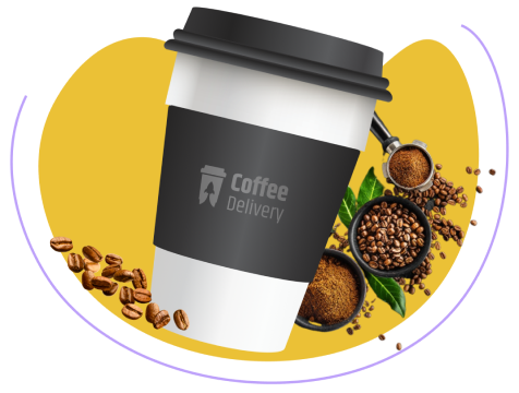 copo de café com fundo em amarelo